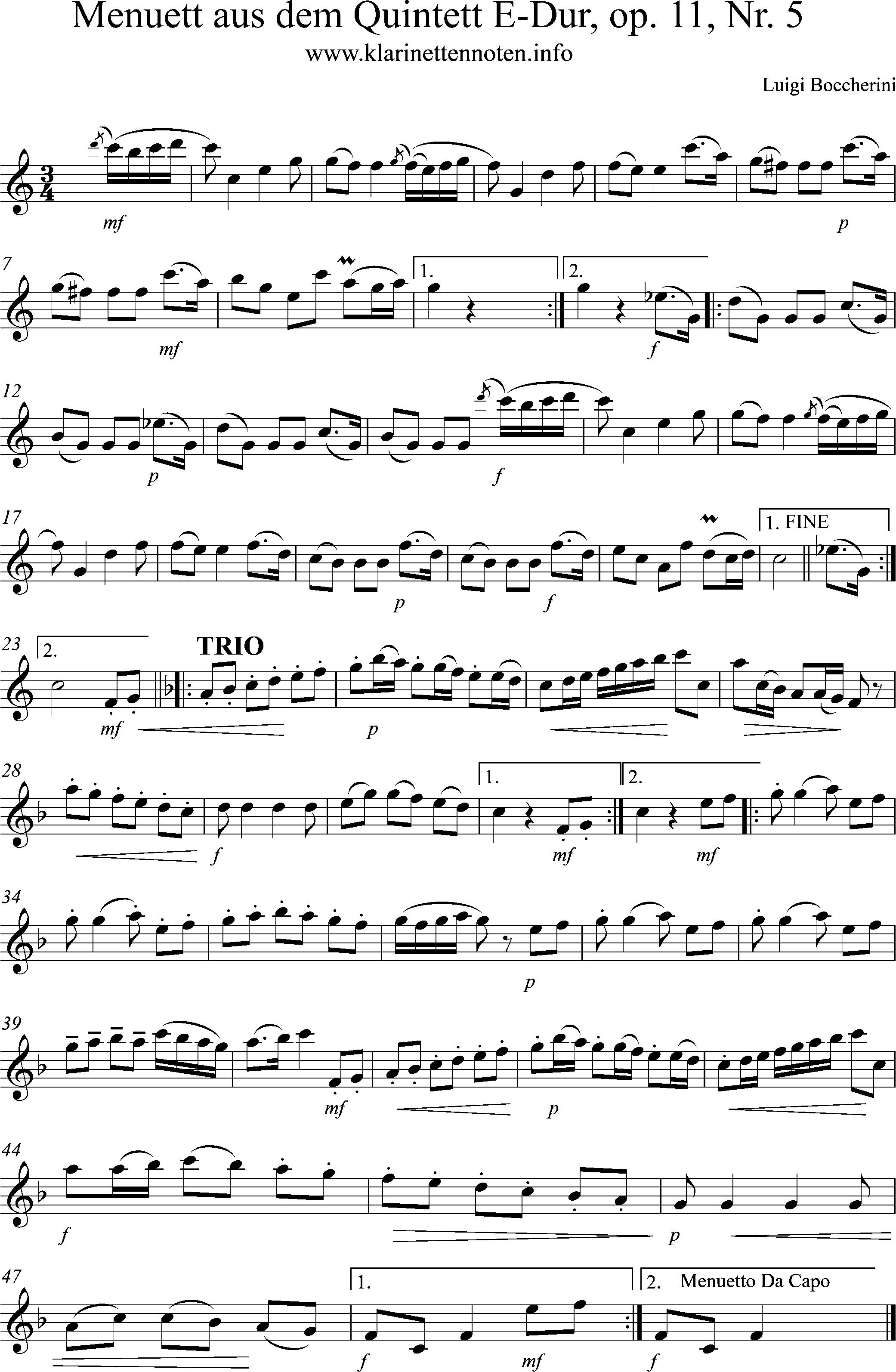 Solopart- Boccherini, Menuet, C-Major